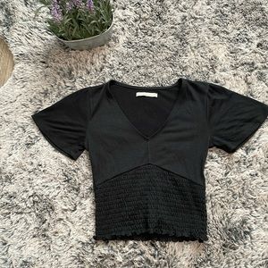 Abercrombie and Fitch black cropped top with ruched waist.